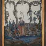 18th Century Chinese Export Reverse-Glass Painting: Courtship