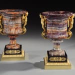 A Pair of Regency Ormolu Mounted Blue John Campana form Urns