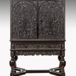 Pair Carved Ebony Cabinet on stand COROMANDEL COAST OR BATAVIA