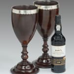 Pair of Large Georgian Lignum Vitae Loving Cups mounted with silver rims