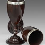 Pair of Large Georgian Lignum Vitae Loving Cups mounted with silver rims