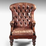 Coulborn antique carved mahogany reclining library chair William Smee