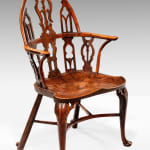 Pair of George II Yew, Elm and Ash Gothic Windsor Armchairs Thames Valley