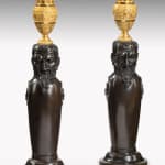 Pair of Empire Bronze and Ormolu Pair of Empire Bronze and Ormolu Candlesticks