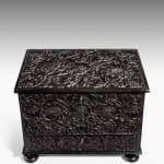 Coulborn antique late 17th or early 18th century carved Batavian ebony casket