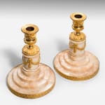 Pair of Ormolu Mounted Nottinghamshire Alabaster Candlesticks by Matthew Boulton
