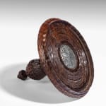 Coulborn antique 17th century Engine Turned Lignum Vitae Standing Cup and Cover and 12 dipping cups
