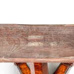 Royal Regency Rectangular Amboyna and Ebony Pedestal Table with Specimen Marble Top