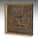 Coulborn antique 18th century carved and polychrome decorated coat of arms Fowke