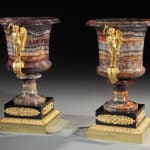 A Pair of Regency Ormolu Mounted Blue John Campana form Urns