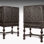 Pair Carved Ebony Cabinet on stand COROMANDEL COAST OR BATAVIA