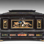 Coulborn antique Ebony Casket Mounted with Florentine Pietra Dura Panels and Specimen Marbles