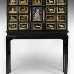 Coulborn antique 17th Century Italian Ebony and Pietra Dura Cabinet on Stand