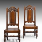 Coulborn antique Pair of William & Mary Oak Joined Back Stools LANCASHIRE