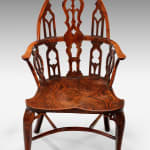Pair of George II Yew, Elm and Ash Gothic Windsor Armchairs Thames Valley