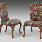 Pair of George I Walnut Side Chairs with original needlework covers