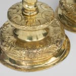 Pair of 17th Century Brass Repousse Candlesticks