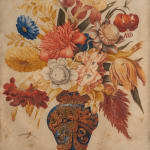 Follower of Giovanna Garzoni Pair of 17th Century Botanical Paintings on Vellum