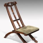 Coulborn antique Low Folding Chair India carved Guicowar Hiwalee