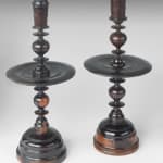 Coulborn antiques Pair of Late 17th Century L:ignum Vitae Candlesticks