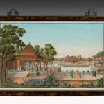 Pair of Chinese Export Gouaches depicting ‘The Emperor of China and his Court’ and ‘The Gardens and Pavilions of the Empress of China’ CHINESE EXPORT