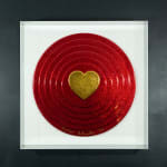 Peter Blake, Gold Heart on Red Target (Metal Flake)