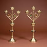 Hart, Son, Peard & Co., London (attributed maker), Pair of Gothic Revival candelabra, c.1880