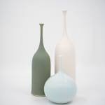 Sophie Cook, Group 7: Medium bottle unglazed white; Small bottle dry French green; Small pod shiny light blue, 2024