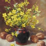 Anne Cotterill, Cream Roses in a Green Glass Jar