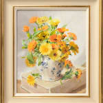 Anne Cotterill, Cream Roses in a Green Glass Jar