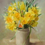 Anne Cotterill, Cream Roses in a Green Glass Jar
