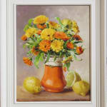 Anne Cotterill, Cream Roses in a Green Glass Jar