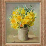 Anne Cotterill, Cream Roses in a Green Glass Jar