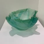 Heather Fountain, Woven Vessel Small Turquoise Purple Line