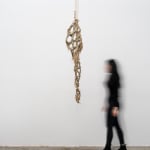 Mire Lee, Untitled (hanging burlap piece with many holes), 2022–2023