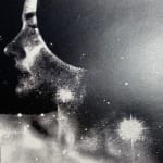 Rosie Emerson British artist creating black and white print of singer using diamond dust