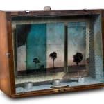 Vintage wooden story box pf photographed trees