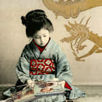 Geisha Girl looking at Playboy magazines