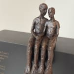 Carol Peace iron resin couple sitting on wooden block with poem