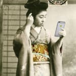 Geisha Girl holding iPhone