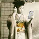Gavin Mitchell artist Selfie limited edition print Geisha girl holding iPhone Turner Art Perspective Essex Art Gallery