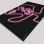 Pink neon abstract lines faces kissing insitu shot