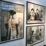 Gavin Mitchell, artist, sweet & sour, geisha girls eating takeaway, screenprint, 2019, turner art perspective gallery essex