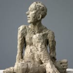 Carol Peace, Artist, Seated Male 2 figure iron resin sculpture, Turner Art Perspective, Essex Chelmsford Art Gallery