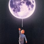 Joe Webb, Artist, Small Steps, print, space, moon, balloon, Turner Art Perspective, Essex Chelmsford Art Gallery