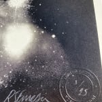 Rosie Emerson British artist creating black and white print of singer using diamond dust