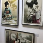 Gavin Mitchell, artist, backpacking, Geisha Girl with Playboy magazine in backpack, turner art perspective gallery Essex