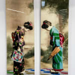 Gavin Mitchell, artist, Geisha girls playing Twister diptych, Turner Art Perspective Essex gallery
