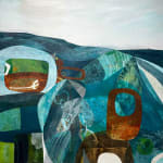 Jane Wilson, Glimpses of the Past, Abstract, on Canvas, Abstract, Blue Art, Green Art, Brown Art