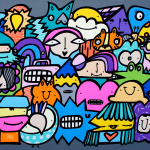 Cartoon street art style painting